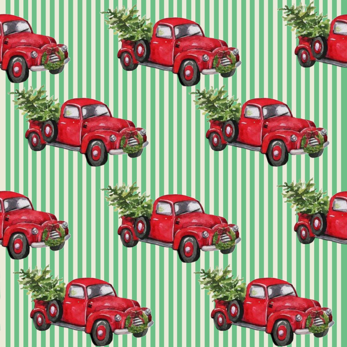 Green stripe red truck