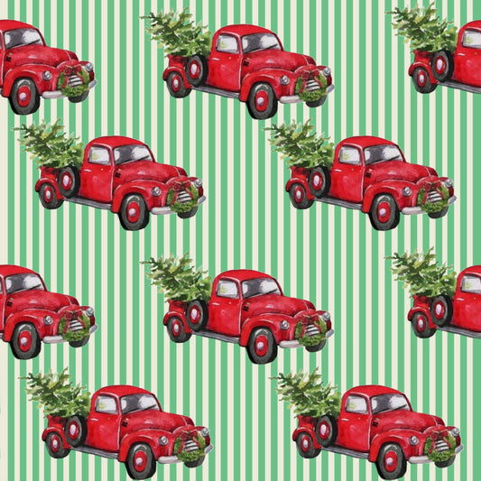 Green stripe red truck
